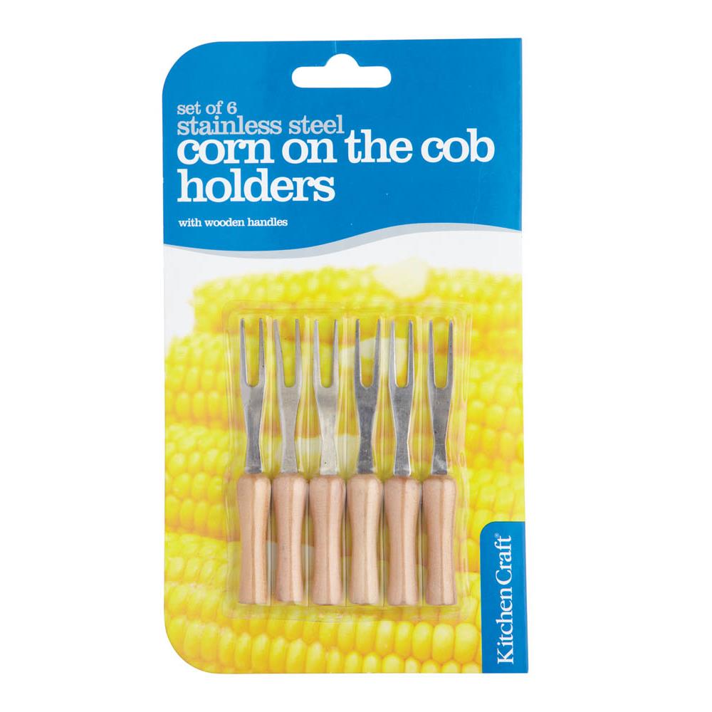 Kitchen Craft Set of Six Stainless Steel Corn on the Cob Holders